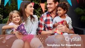  Presentation with children multiethnic - Theme enhanced with young-adults-holding-children background and a coral colored foreground