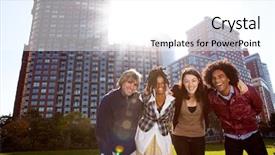  Presentation with solar park - Cool new presentation theme with young adults in a city backdrop and a white colored foreground