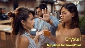  Presentation with togetherness - PPT layouts having young-adults-in-bar-talking background and a tawny brown colored foreground