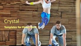  Presentation with group training - Presentation theme featuring young adults in group have fitness training and representing teamwork concept background and a tawny brown colored foreground