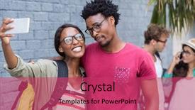  Presentation with mobile phone and germs - Theme consisting of young adults technology - couple taking selfie background and a red colored foreground