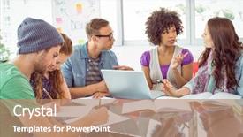  Presentation with public works students - Amazing PPT theme having young adults technology - fashion students working backdrop and a  colored foreground