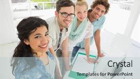  Presentation with designs - PPT layouts having young adults technology - group of fashion designers discussing background and a lemonade colored foreground