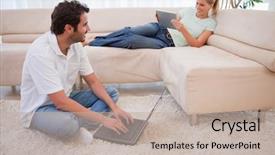  Presentation with computer room - Beautiful slides featuring young adults technology - woman using a tablet computer backdrop and a mint green colored foreground