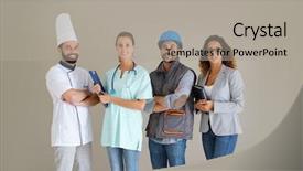  Presentation with diverse young adults - Slides having young adults with different occupations background and a light gray colored foreground