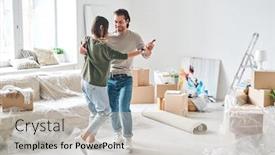  Presentation with dance beautiful couple dancing ballroom - Amazing slides having young-affectionate-couple-in-casualwear backdrop and a soft green colored foreground