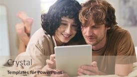  Presentation with weekend - Slide deck consisting of young-affectionate-couple-looking-through background and a coral colored foreground