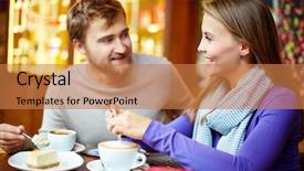  Presentation with time - Beautiful presentation design featuring young affectionate couple spending time backdrop and a coral colored foreground