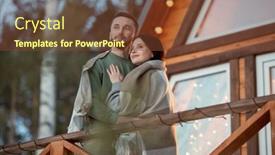  Presentation with house forest - Colorful presentation design enhanced with young-affectionate-couple-wrapped backdrop and a tawny brown colored foreground