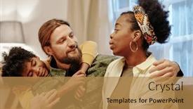  Presentation with multicultural - PPT layouts having young-affectionate-family-of-three background and a gold colored foreground
