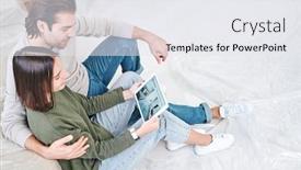  Presentation with new ideas - Cool new presentation theme with young-affectionate-husband-and-wife backdrop and a white colored foreground