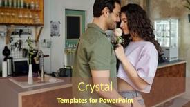  Presentation with pink rose - Presentation theme having young-affectionate-man-standing-close background and a tawny brown colored foreground