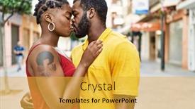  Presentation with american - Theme enhanced with young-afircan-american-couple-hugging background and a yellow colored foreground