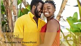  Presentation with young happy couple - Presentation featuring young-afircan-american-couple-smiling background and a gold colored foreground