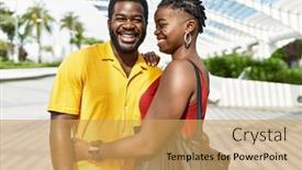  Presentation with young happy couple - Slides consisting of young-afircan-american-couple-smiling background and a yellow colored foreground