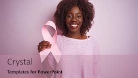  Presentation with afro - Slide set enhanced with african afro woman holding cancer background and a coral colored foreground