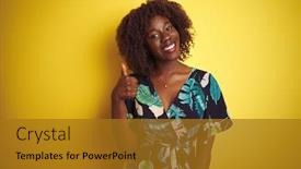  Presentation with afro - PPT layouts enhanced with afro woman wearing summer floral background and a gold colored foreground