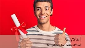  Presentation with diploma - Slide deck consisting of young-african-amercian-man-holding background and a coral colored foreground