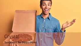  Presentation with pizza delivery - Presentation with young-african-amercian-man-holding background and a  colored foreground