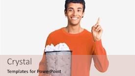  Presentation with bin - Presentation theme with young-african-amercian-man-holding background and a coral colored foreground