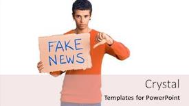  Presentation with fake news - PPT theme consisting of young-african-amercian-man-holding background and a lemonade colored foreground