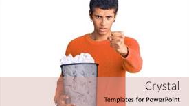  Presentation with bin - Slide deck with young-african-amercian-man-holding background and a coral colored foreground