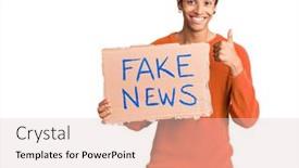  Presentation with fake news - Beautiful presentation design featuring young-african-amercian-man-holding backdrop and a lemonade colored foreground