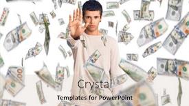  Presentation with hand palm - Audience pleasing theme consisting of young-african-amercian-man-wearing backdrop and a soft green colored foreground