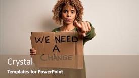  Presentation with change - Cool new slides with young-african-american-activist-woman backdrop and a coral colored foreground