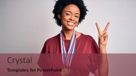  Presentation with african american - Presentation theme having young-african-american-afro-athlete background and a tawny brown colored foreground