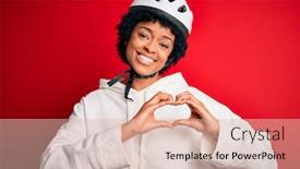  Presentation with american heart - Colorful slide set enhanced with young-african-american-afro-cyciling backdrop and a lemonade colored foreground