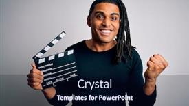  Presentation with clapboard - Slides consisting of young-african-american-afro-director background and a navy blue colored foreground