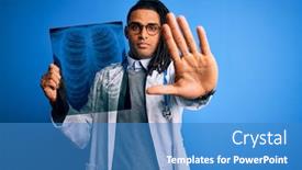  Presentation with lung - Slide set having young-african-american-afro-doctor background and a teal colored foreground