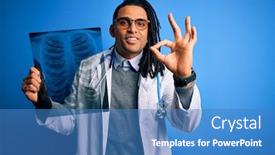  Presentation with doctor african - Beautiful presentation theme featuring young-african-american-afro-doctor backdrop and a teal colored foreground