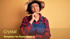  Presentation with african american woman question - Presentation theme having young-african-american-afro-farmer background and a tawny brown colored foreground
