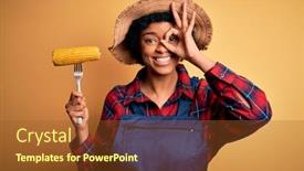  Presentation with corn cob - Presentation theme enhanced with young-african-american-afro-farmer background and a tawny brown colored foreground