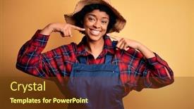  Presentation with african american dental - Presentation theme featuring young-african-american-afro-farmer background and a tawny brown colored foreground