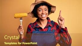  Presentation with corn cob - Cool new PPT theme with young-african-american-afro-farmer backdrop and a red colored foreground
