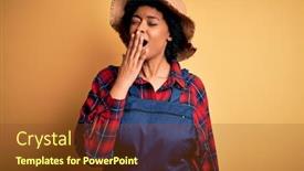  Presentation with sleepiness - Beautiful slide set featuring young-african-american-afro-farmer backdrop and a tawny brown colored foreground