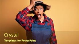  Presentation with curly hair - Beautiful presentation theme featuring young-african-american-afro-farmer backdrop and a tawny brown colored foreground