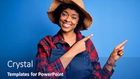  Presentation with curly hair - Presentation theme featuring young-african-american-afro-farmer background and a ocean colored foreground
