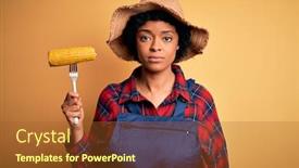  Presentation with corn cob - Audience pleasing presentation consisting of young-african-american-afro-farmer backdrop and a red colored foreground