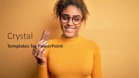  Presentation with protein bar - PPT theme consisting of young-african-american-afro-girl background and a gold colored foreground