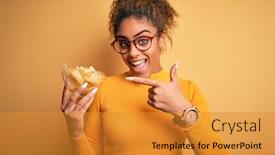  Presentation with afro - Slide deck with young-african-american-afro-girl background and a gold colored foreground