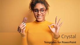  Presentation with protein bar - Slide set consisting of young-african-american-afro-girl background and a gold colored foreground