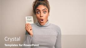  Presentation with pay - Cool new PPT layouts with young-african-american-afro-girl backdrop and a gray colored foreground