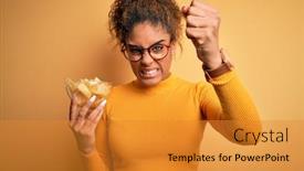  Presentation with yelling - PPT theme having young-african-american-afro-girl background and a gold colored foreground