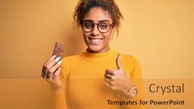  Presentation with protein bar - Colorful slide set enhanced with young-african-american-afro-girl backdrop and a gold colored foreground