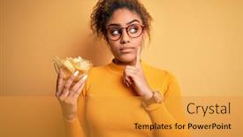  Presentation with afro - PPT theme consisting of young-african-american-afro-girl background and a gold colored foreground