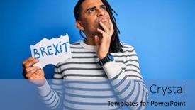  Presentation with banner blue - Presentation design consisting of young-african-american-afro-man background and a teal colored foreground